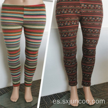 Leggings calientes de invierno cepillados a rayas personalizadas para mujer